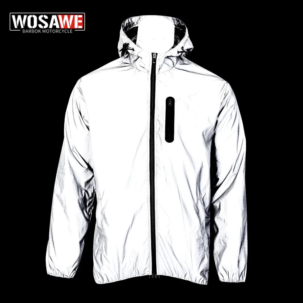 WOSAWE Men's and Women's Reflective Motorcycle Jacket - Waterproof Windbreaker Hoodie for Autumn and Winter